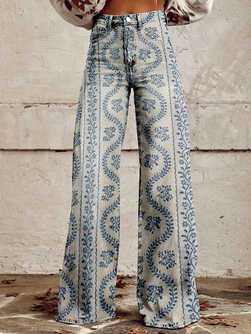 Wide Leg Trousers Printed Boho Floral & Pattern for Women
