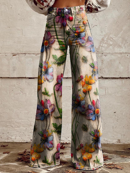 Wide Leg Trousers Printed Boho Floral & Pattern for Women