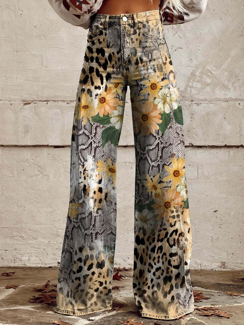 Wide Leg Trousers Printed Boho Floral & Pattern for Women