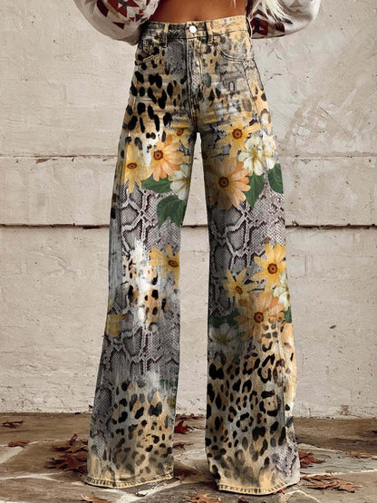 Wide Leg Trousers Printed Boho Floral & Pattern for Women