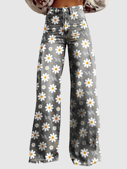 Wide Leg Trousers Printed Boho Floral & Pattern for Women