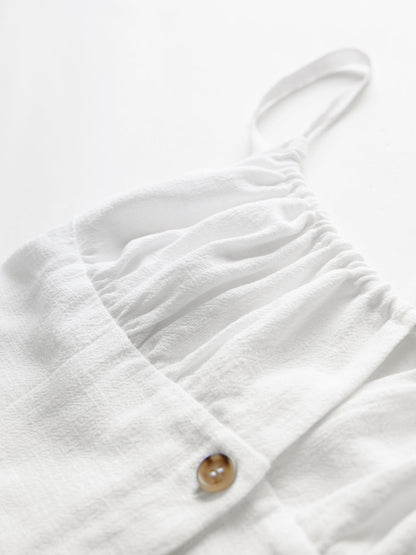 Cotton Collarless Sleeveless Mini Dress