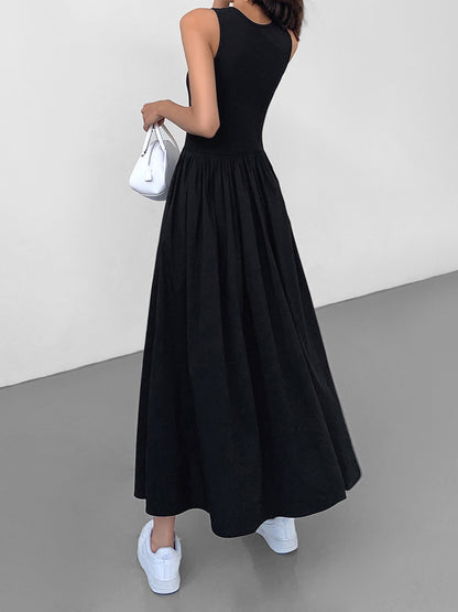 Crew Neck Maxi Dress Long Sleeve Casual Maxi Dress for Women