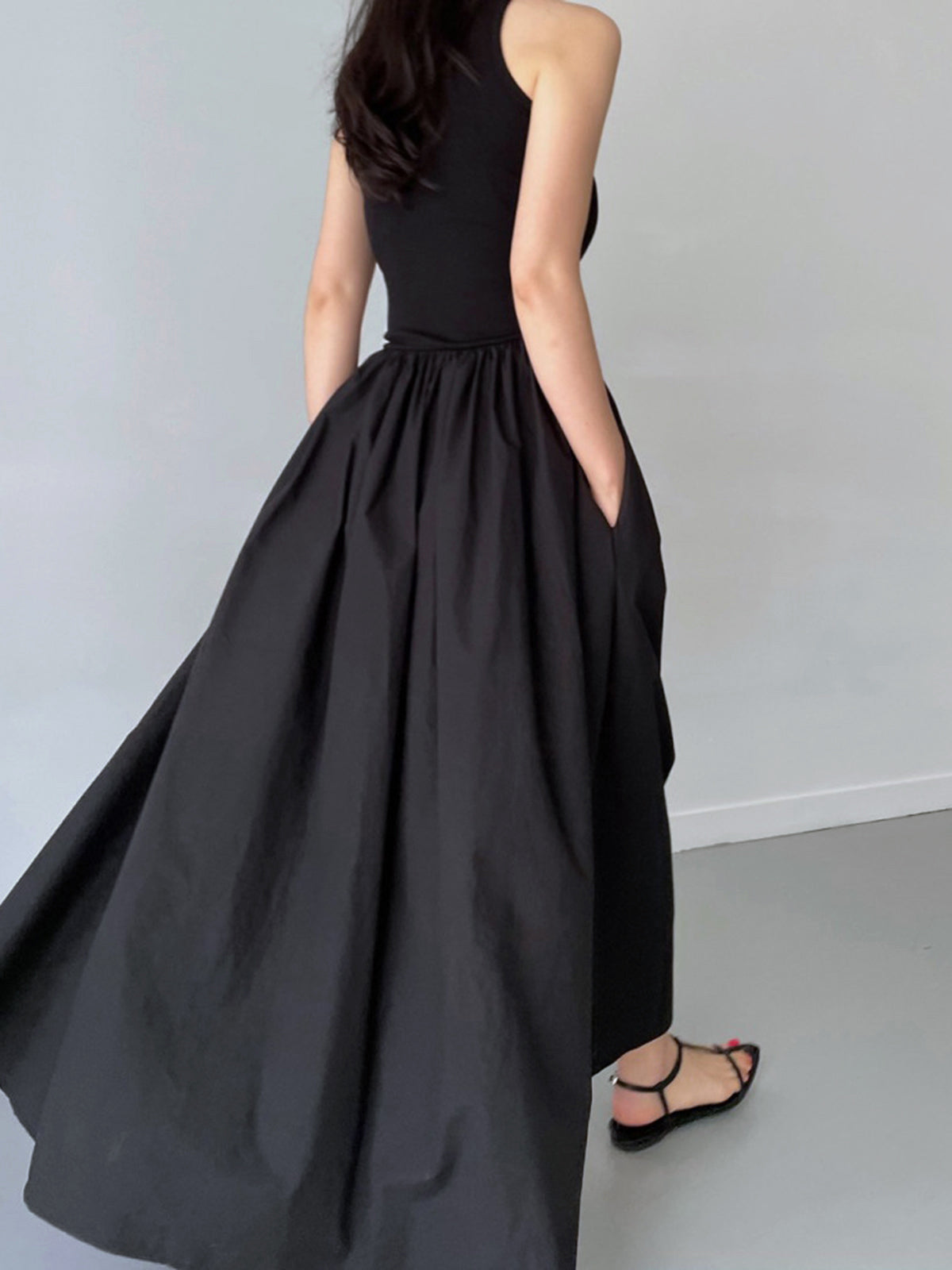 Crew Neck Maxi Dress Long Sleeve Casual Maxi Dress for Women