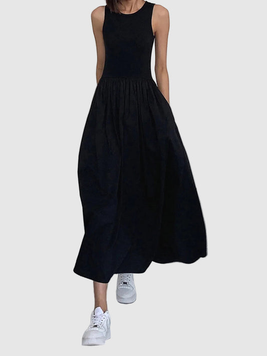 Crew Neck Maxi Dress Long Sleeve Casual Maxi Dress for Women