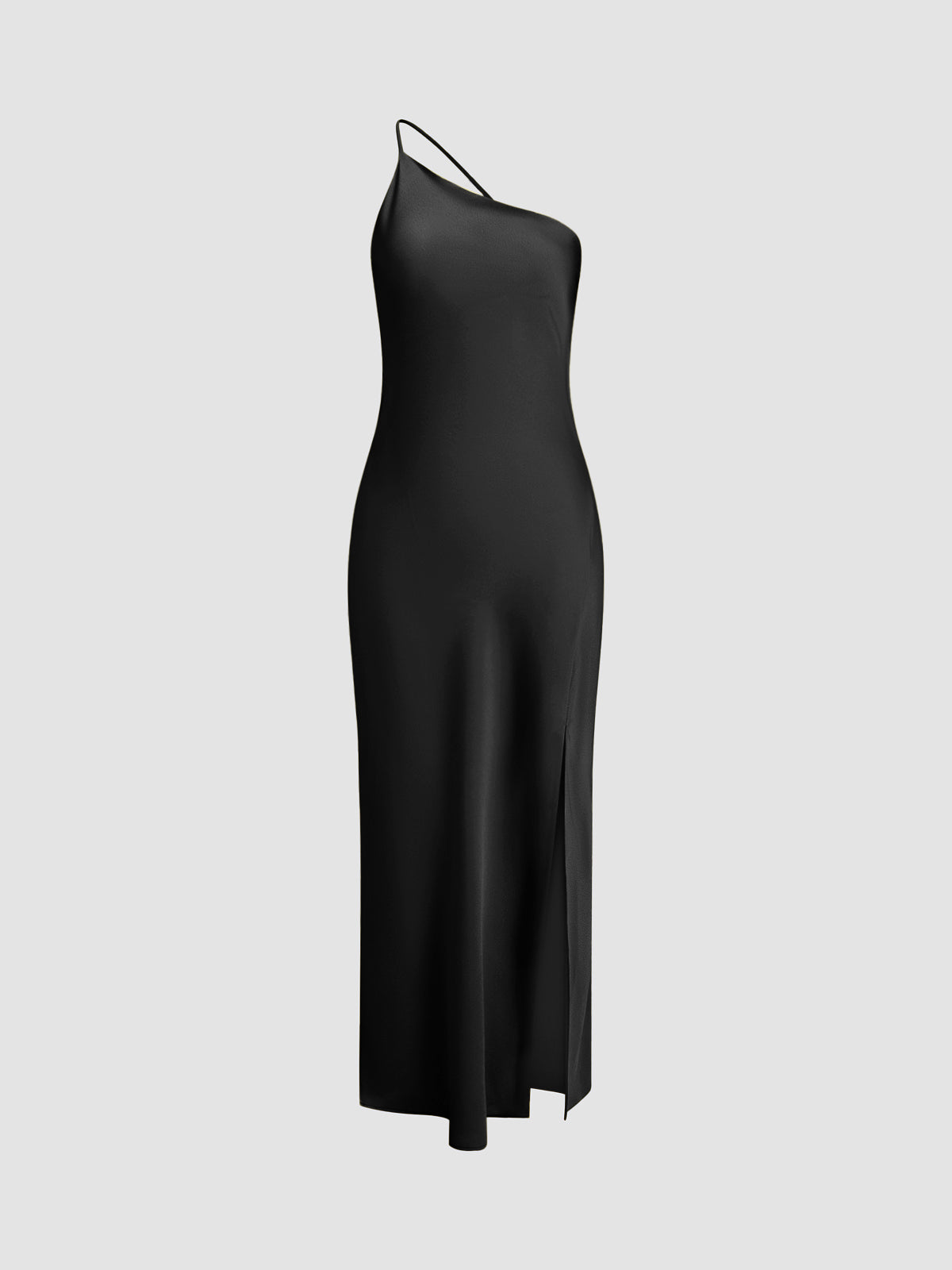 Satin Maxi Dress Open Back Slit Long Dress for Women
