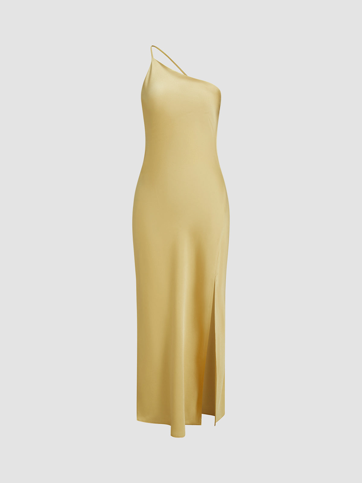Satin Maxi Dress Open Back Slit Long Dress for Women