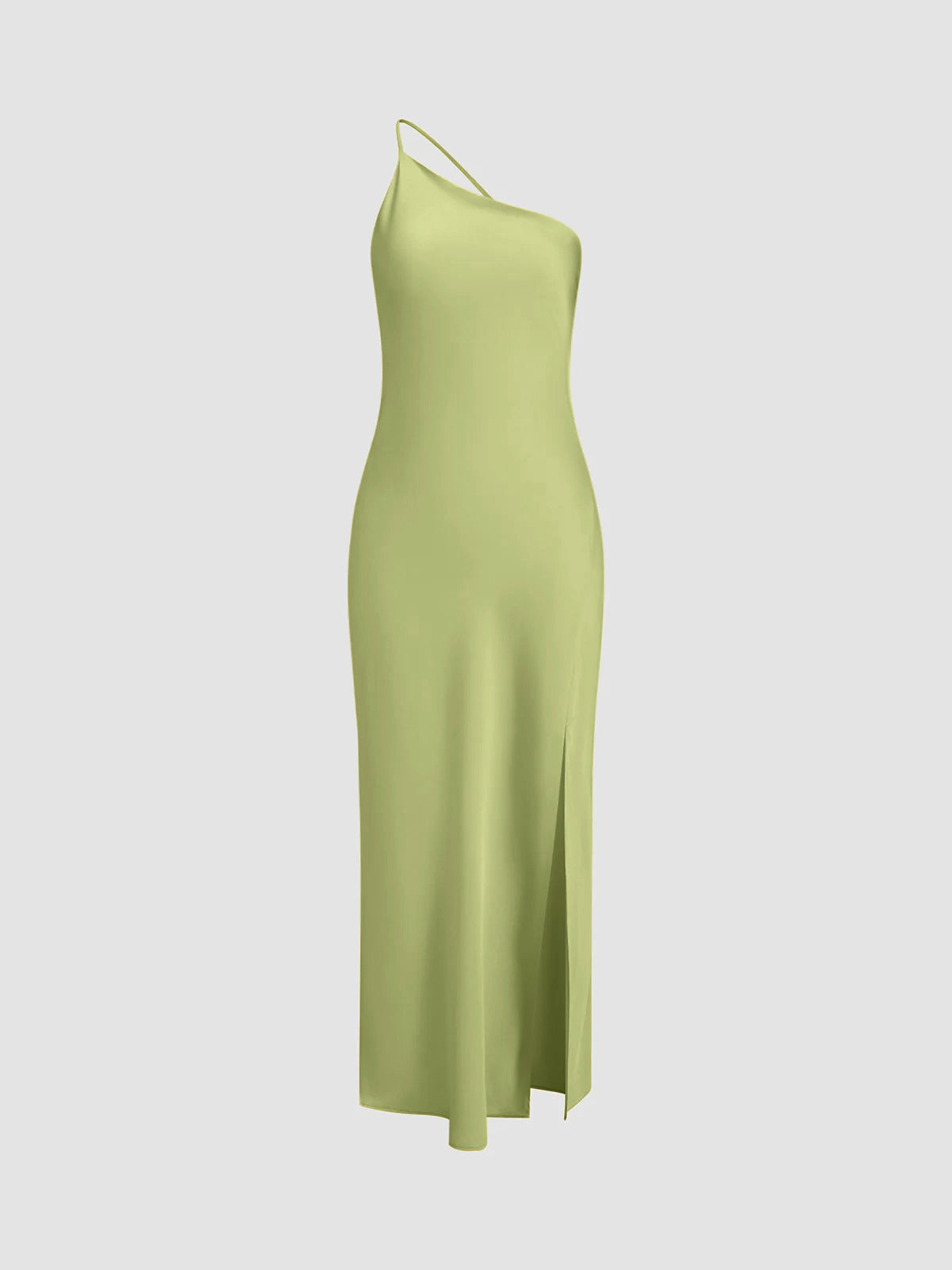 Satin Maxi Dress Open Back Slit Long Dress for Women