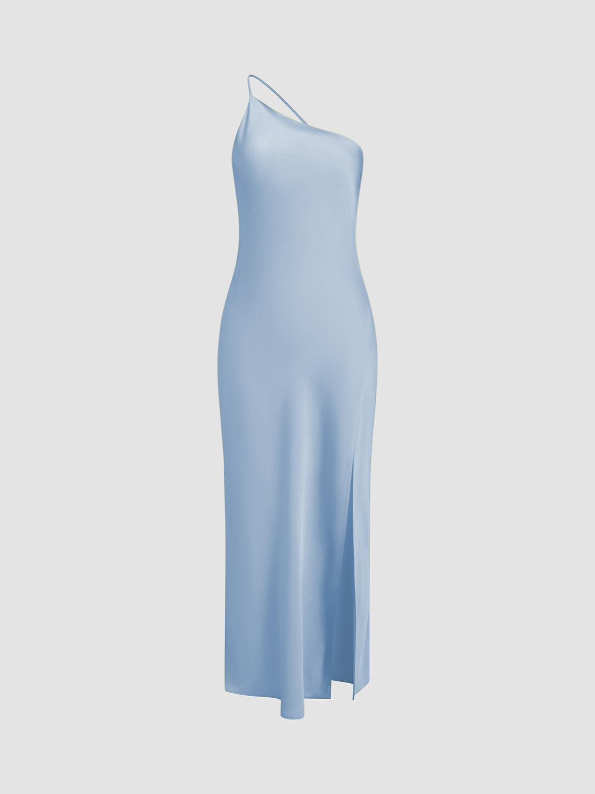 Satin Maxi Dress Open Back Slit Long Dress for Women