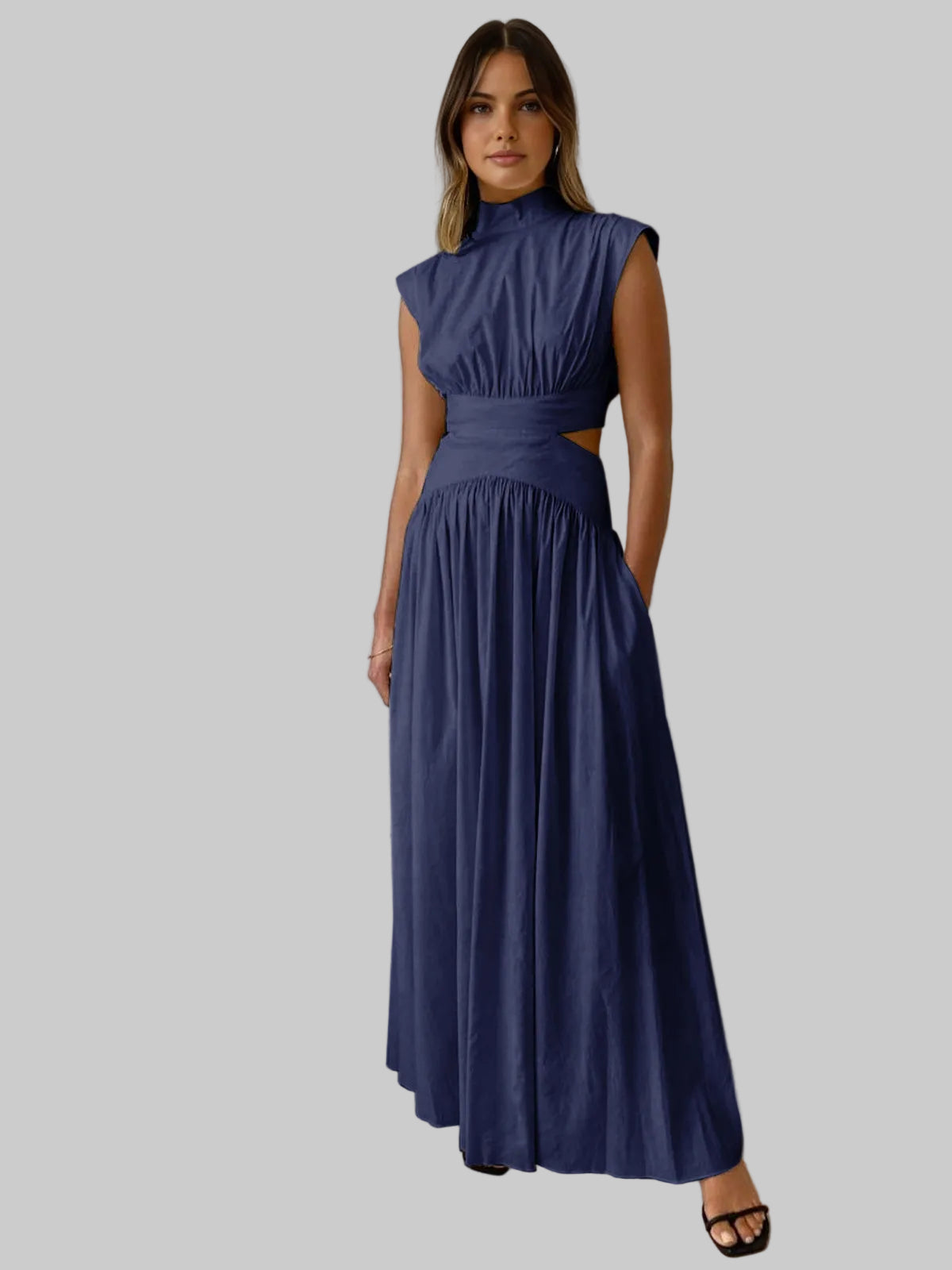 Mock Neck Cut-Out Maxi Dress