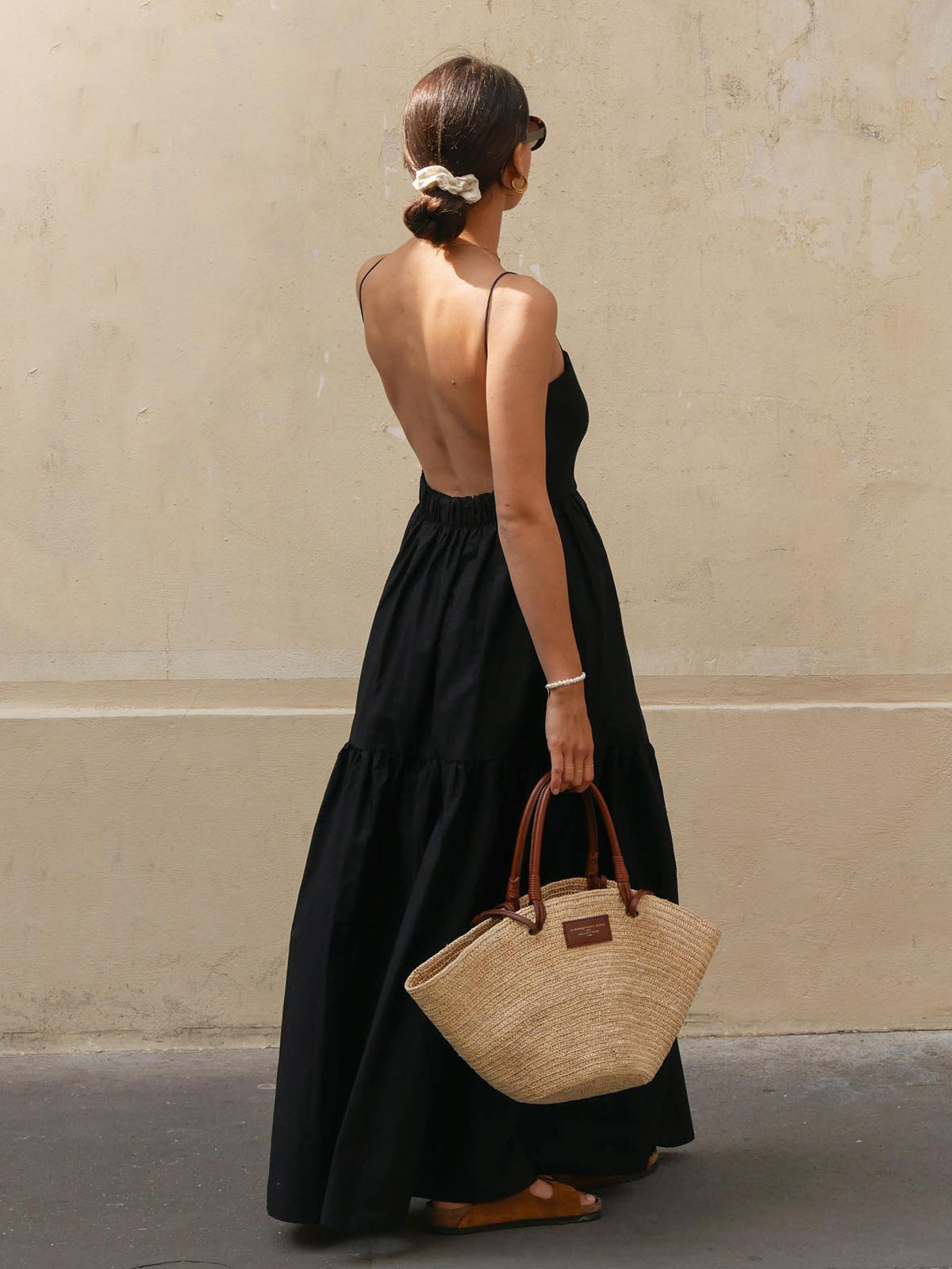 Backless Maxi Dress Long Solid Colour Sleeveless Dress for Women