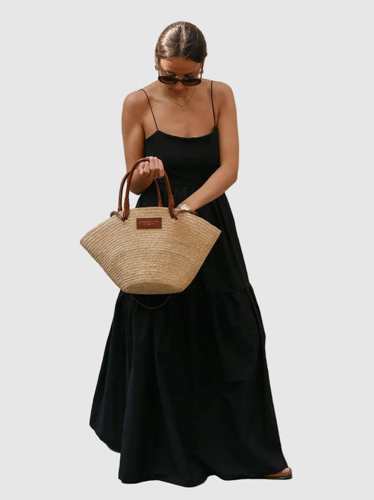 Backless Maxi Dress Long Solid Colour Sleeveless Dress for Women