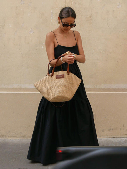 Backless Maxi Dress Long Solid Colour Sleeveless Dress for Women