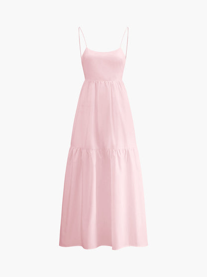 Backless Maxi Dress Long Solid Colour Sleeveless Dress for Women