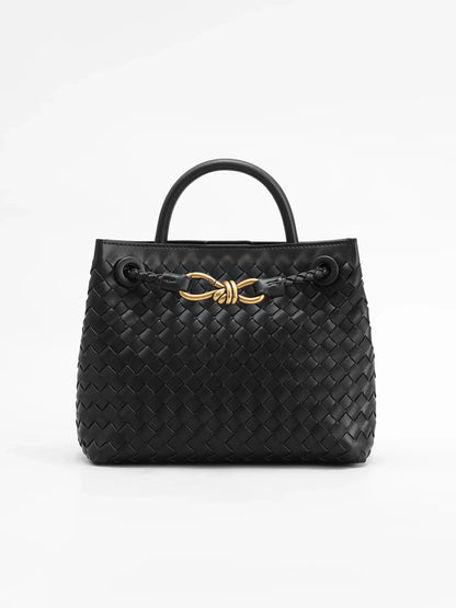 Woven Handbag with Hand-Braided Detail for Women