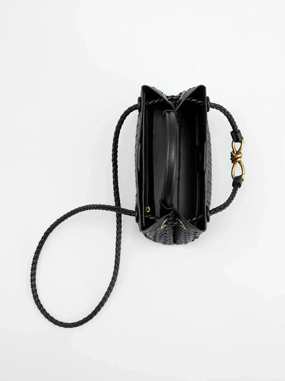 Woven Handbag with Hand-Braided Detail for Women