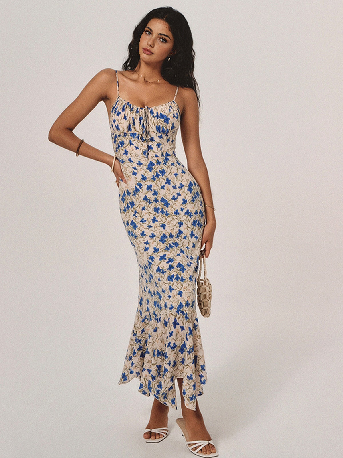 Floral Print Knotted Maxi Dress