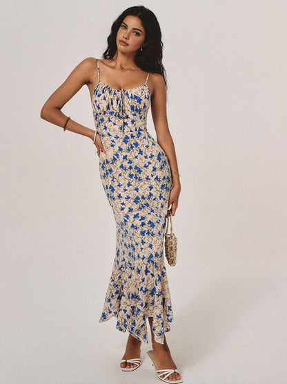 Floral Print Knotted Maxi Dress