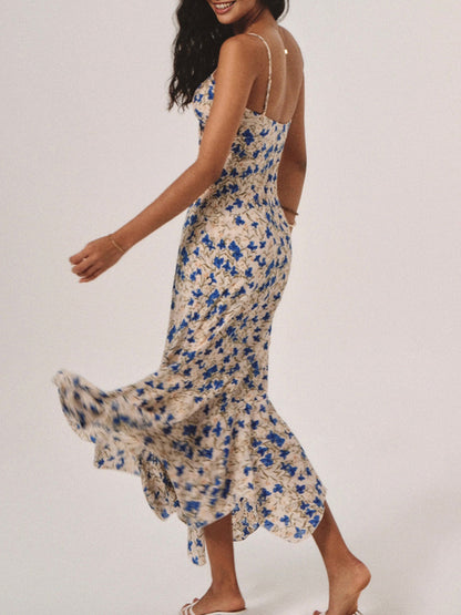 Floral Print Knotted Maxi Dress