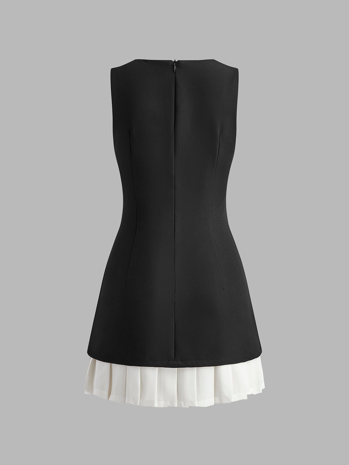Two-Tone Pleated Sleeveless Mini Dress