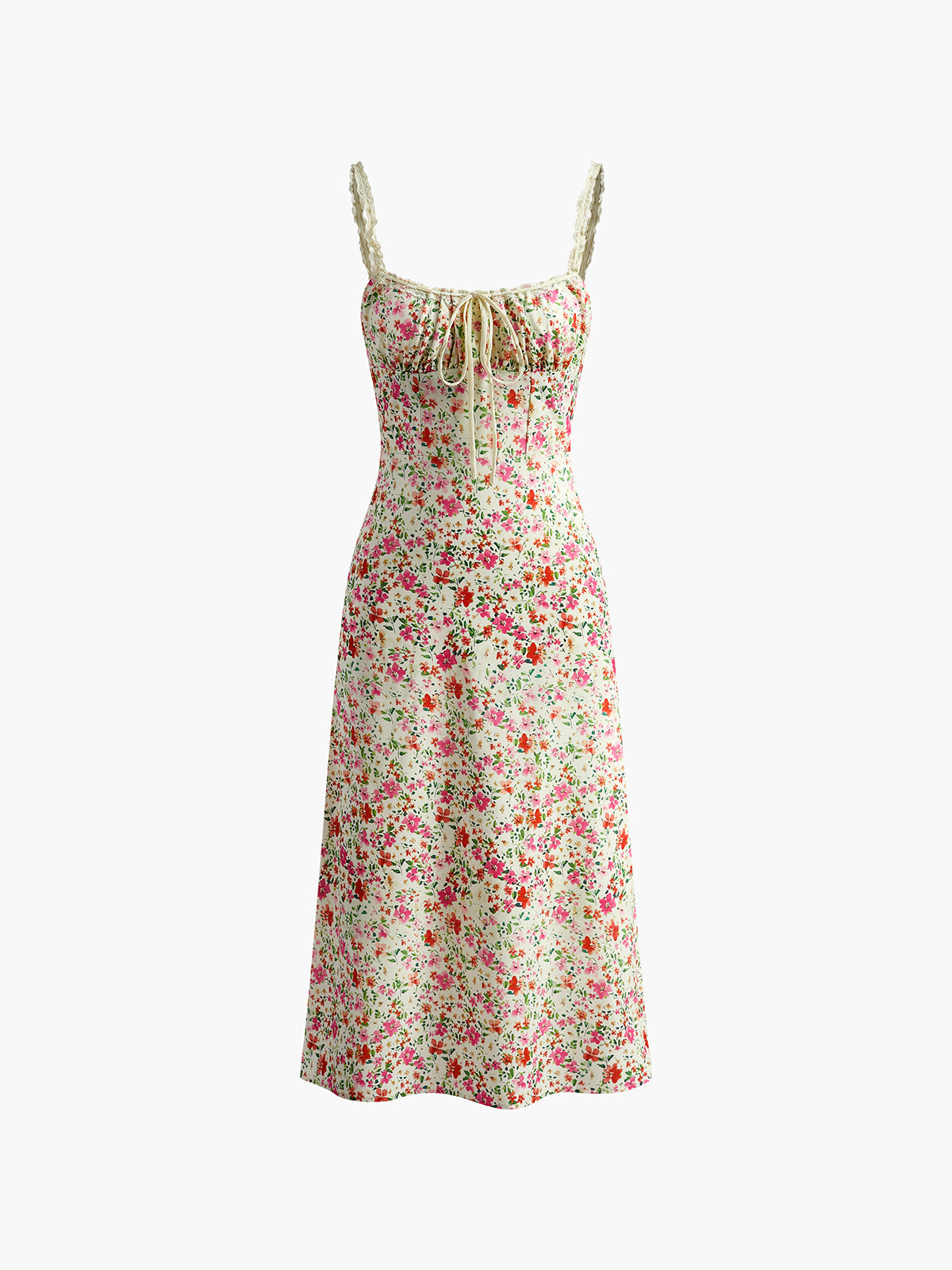 Floral Trim Cami Midi Dress