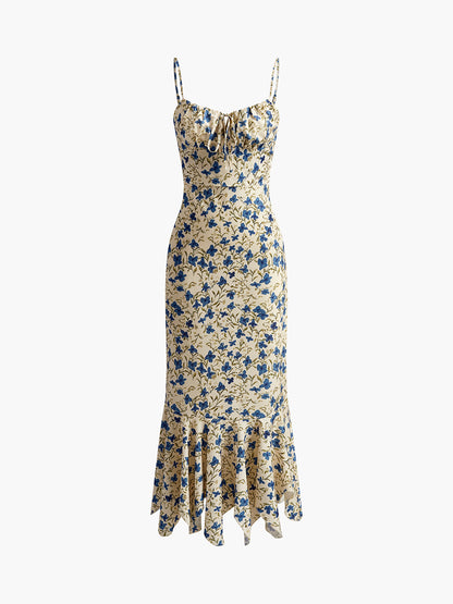 Floral Print Knotted Maxi Dress