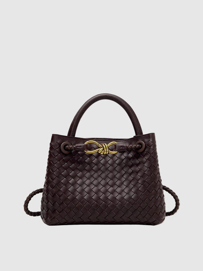 Woven Handbag with Hand-Braided Detail for Women