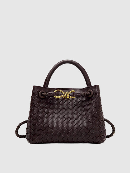 Woven Handbag with Hand-Braided Detail for Women