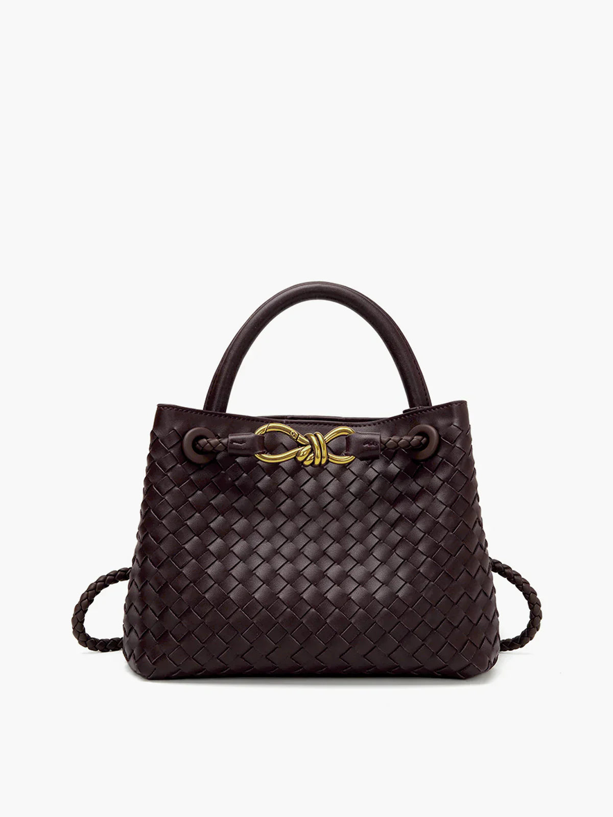 Woven Handbag with Hand-Braided Detail for Women
