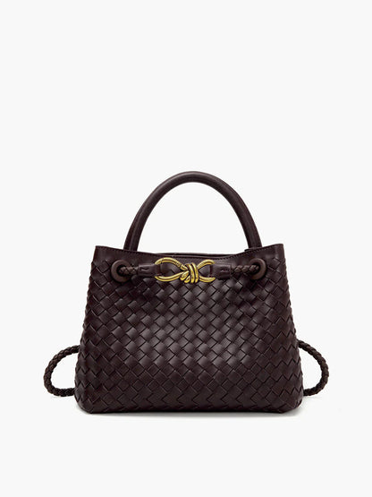 Woven Handbag with Hand-Braided Detail for Women