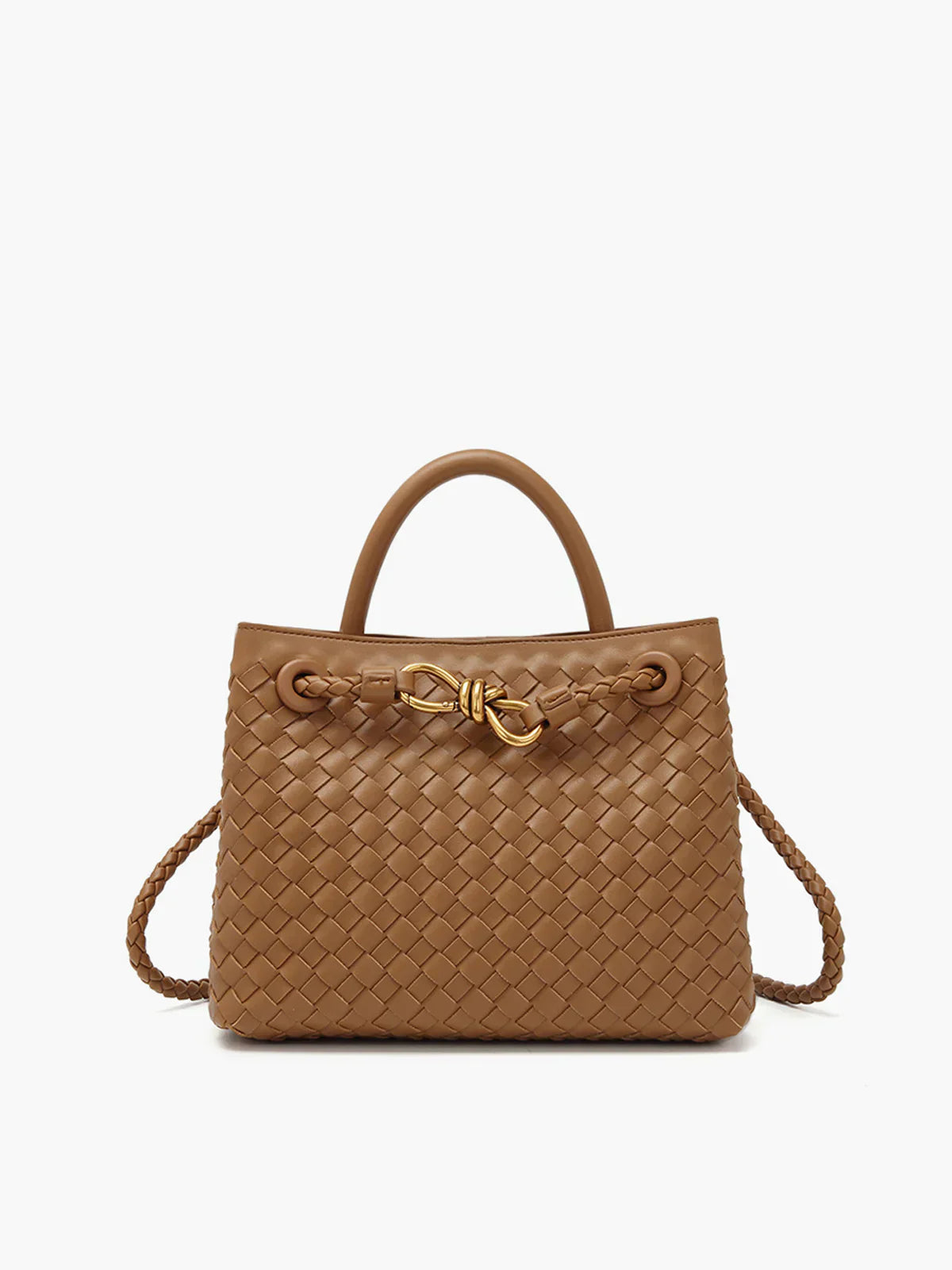 Woven Handbag with Hand-Braided Detail for Women