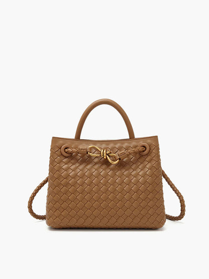 Woven Handbag with Hand-Braided Detail for Women