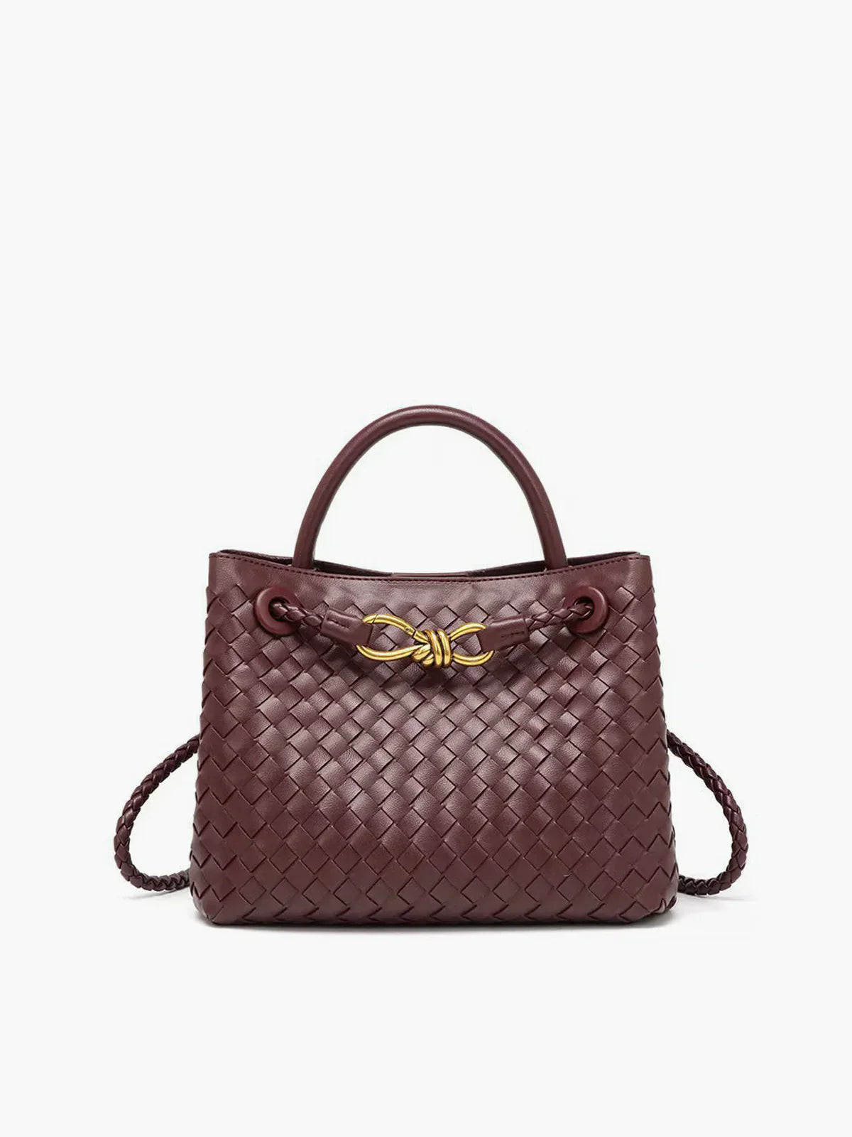 Woven Handbag with Hand-Braided Detail for Women