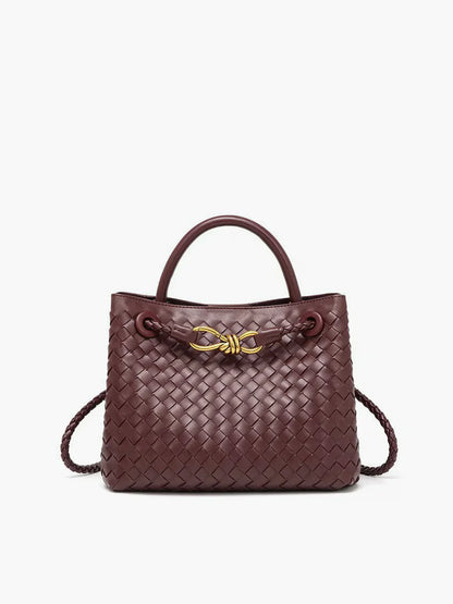 Woven Handbag with Hand-Braided Detail for Women