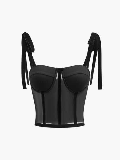 Mesh Sheer High-Waist Fitted Top with Sleeveless for Women