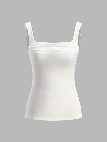 High-Waist Fitted Cropped Top with Square Neck for Women