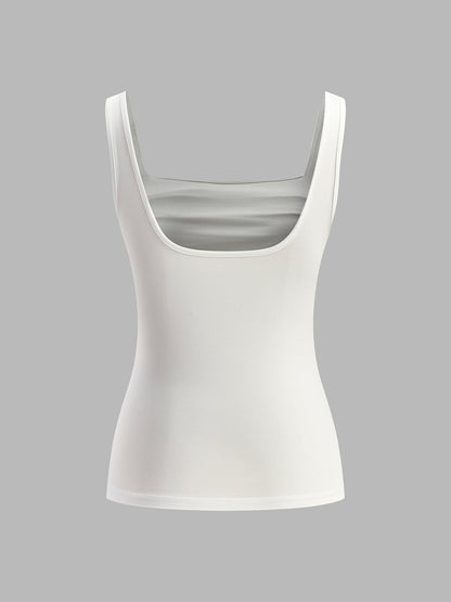High-Waist Fitted Cropped Top with Square Neck for Women