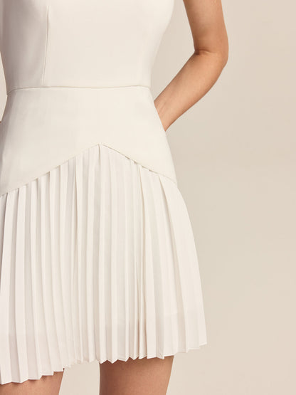 Pleated Sleeveless Slim Fit Mini Dress