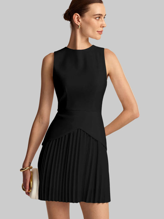 Pleated Sleeveless Slim Fit Mini Dress