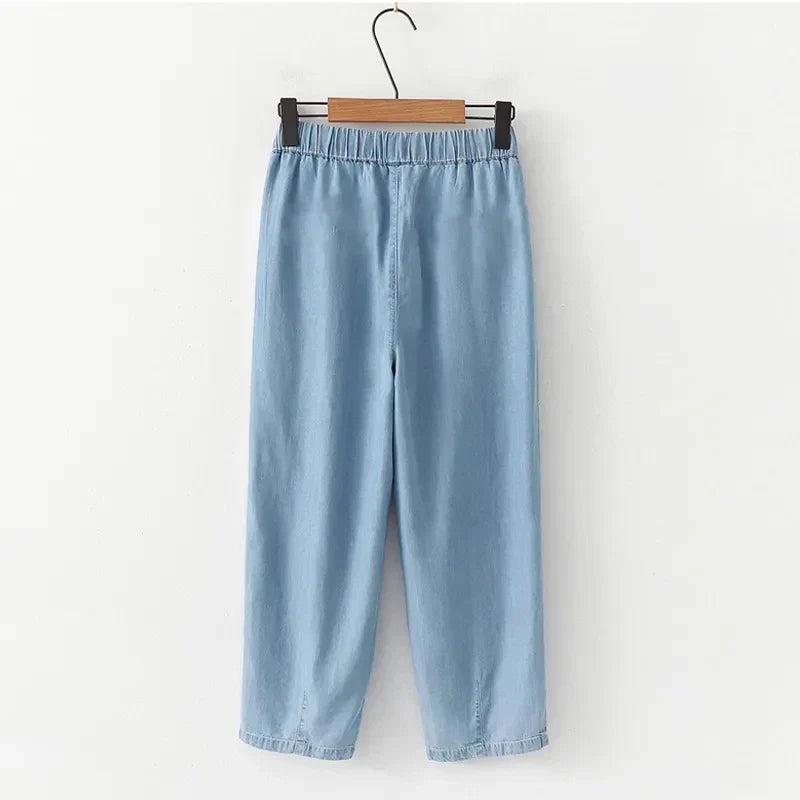 High Waist Wide Leg Lyocell Jeans for Women