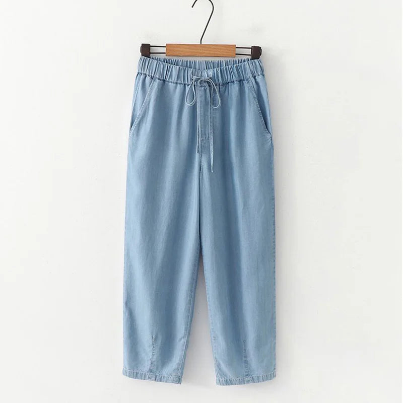 High Waist Wide Leg Lyocell Jeans for Women