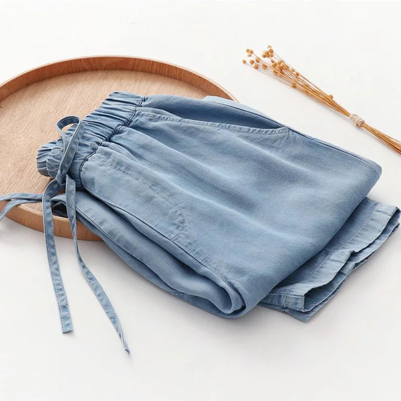 High Waist Wide Leg Lyocell Jeans for Women