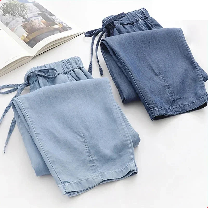 High Waist Wide Leg Lyocell Jeans for Women