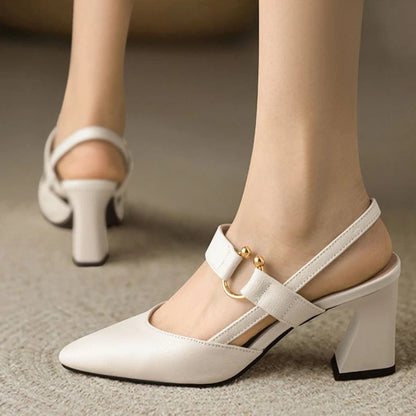Pointed Toe Slingback Heels with Open Back for Women