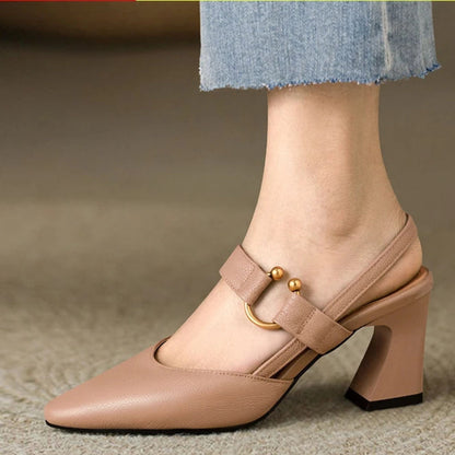 Pointed Toe Slingback Heels with Open Back for Women