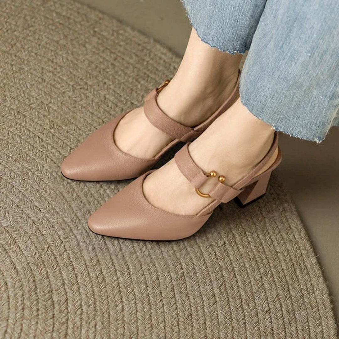 Pointed Toe Slingback Heels with Open Back for Women