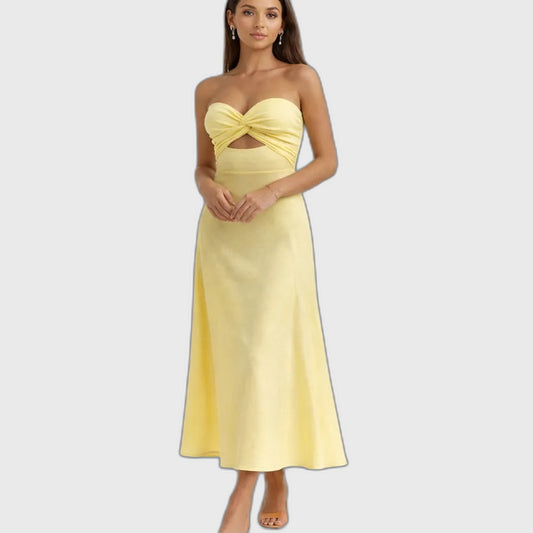 Flowing Fitted Off-Shoulder Maxi Dress for Women