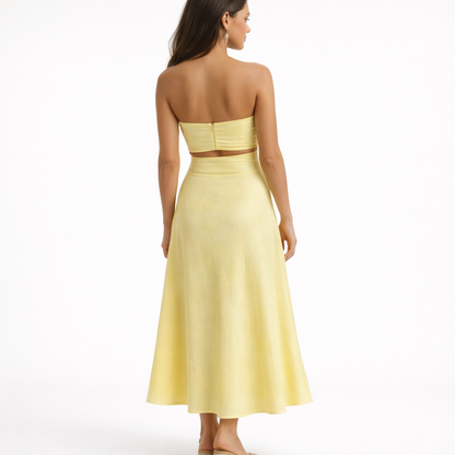 Flowing Fitted Off-Shoulder Maxi Dress for Women
