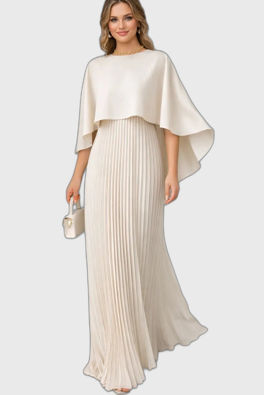 Chiffon Pleated Loose Fit Maxi Dress with Flowing for Women