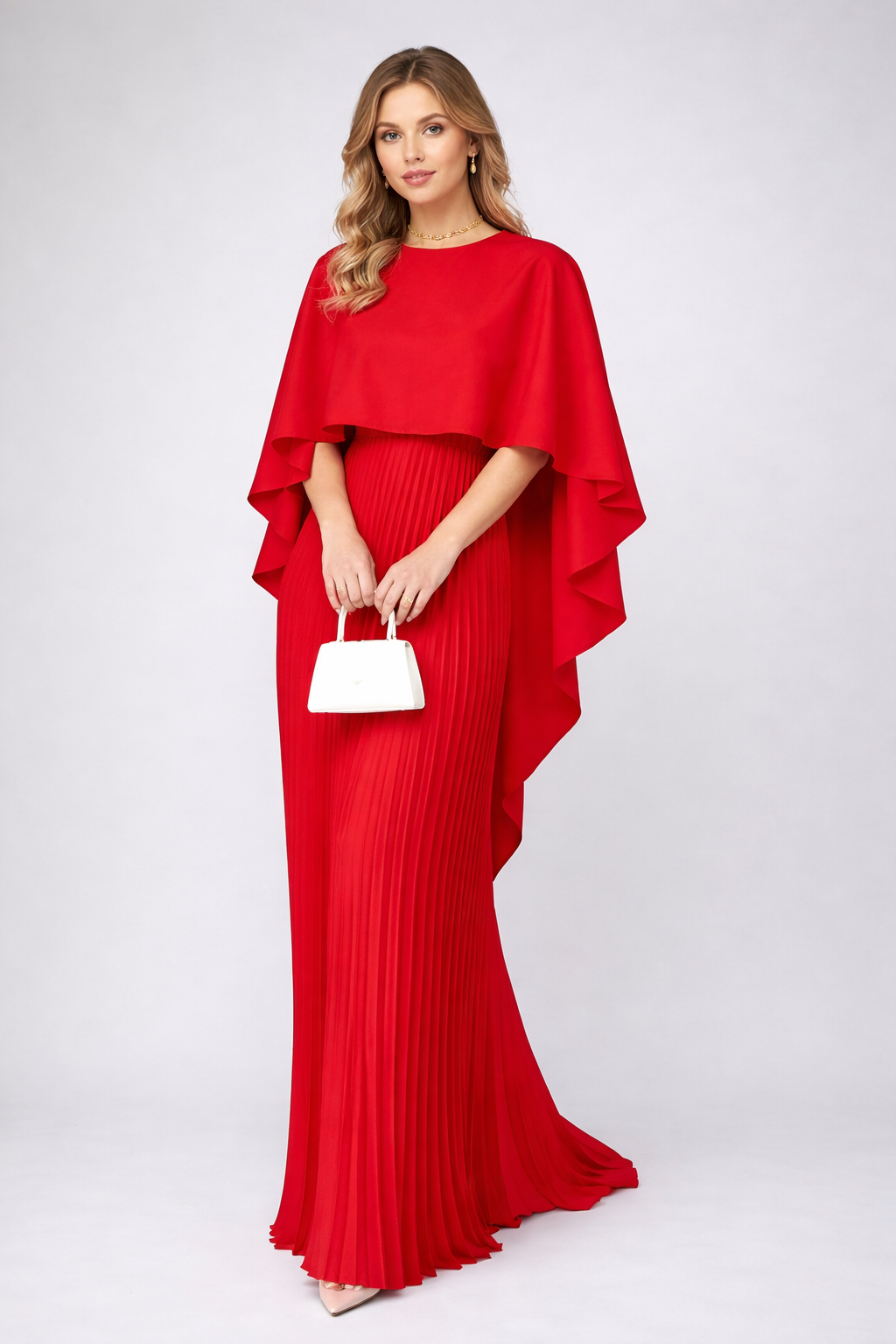 Chiffon Pleated Loose Fit Maxi Dress with Flowing for Women
